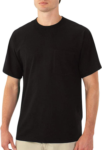 Fruit of the Loom Mens 5 oz. Heavy Cotton HD Pocket T-Shirt (3931P) -Black -XL