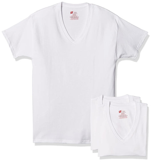 Hanes mens Tagless Stretch White V-neck Undershirts, 3 Pack Underwear, White, XX-Large US