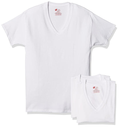 Hanes mens Tagless Stretch White V-neck Undershirts, 3 Pack Underwear, White, XX-Large US
