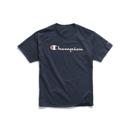 Champion mens Classic T-shirt, Classic Script T Shirt, Navy-y06794, Medium US