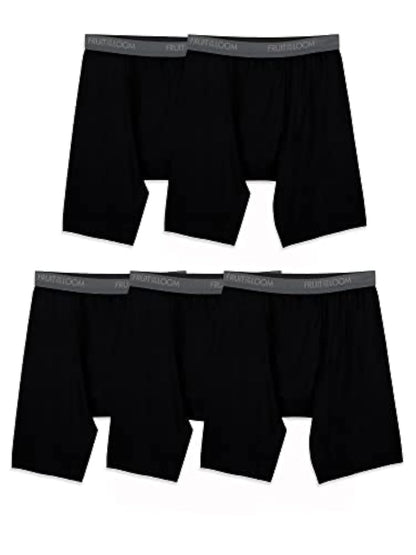 Fruit of the Loom Men's 360 Stretch Boxer Briefs (Quick Dry & Moisture Wicking), Trunk-5 Pack-Blue/Green/Black