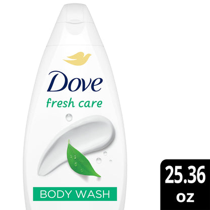 Dove Body Wash, Fresh Care, Value-Size 4-Pack - Soothing Moisturizing Cleanser for Soft Skin, 25.36 Oz Ea