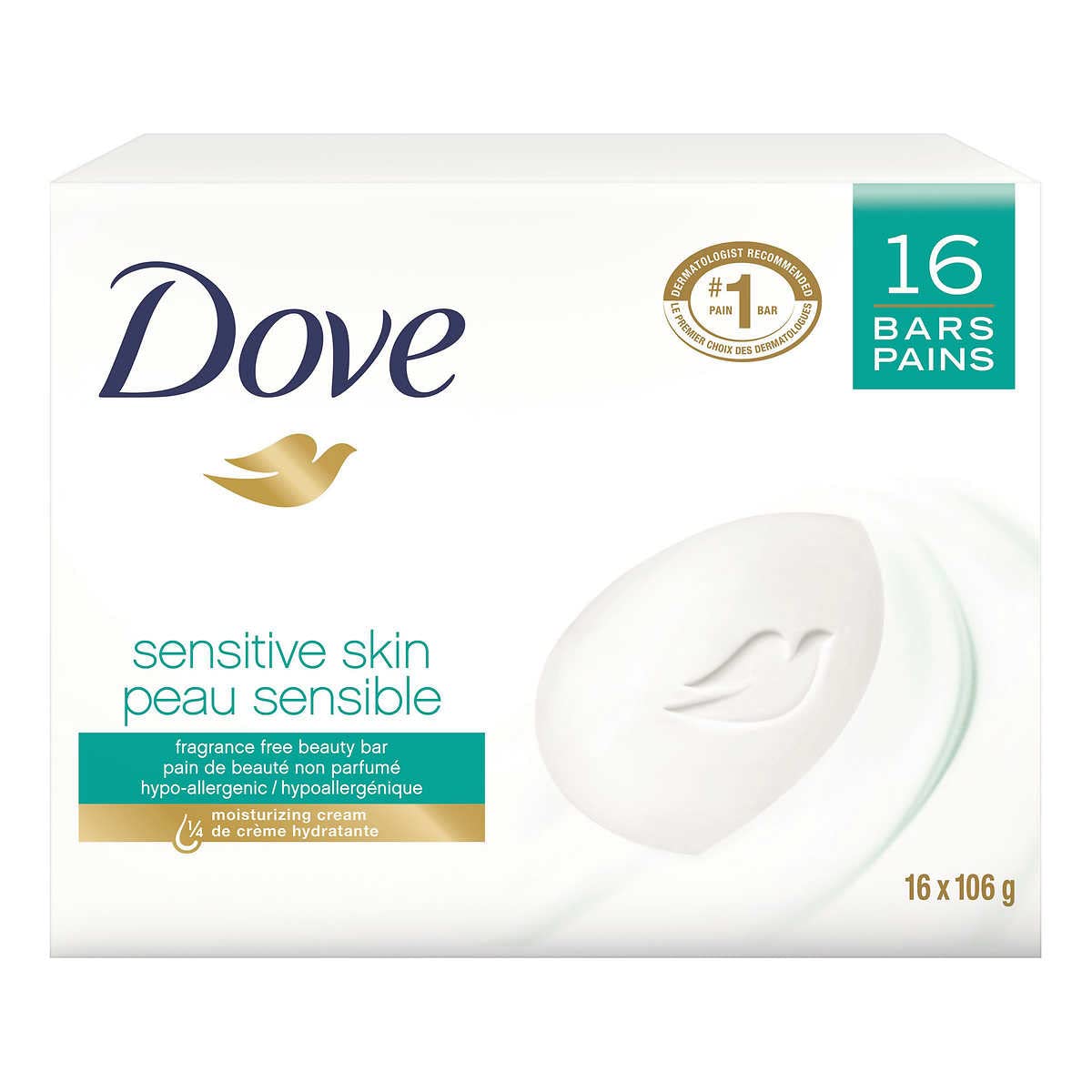 Dove Bar Soap for Sensitive Skin 3.15 oz (Pack of 4)