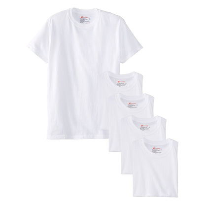 Hanes Men's 5Pack Crew Neck Tagless White Undershirts Crewneck T-Shirts, 5XL