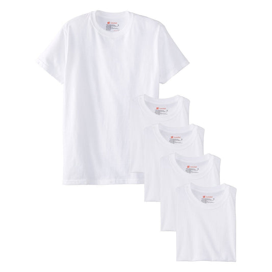 Hanes Men's 5Pack Crew Neck Tagless White Undershirts Crewneck T-Shirts, 5XL