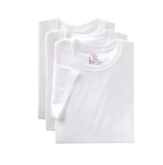 Hanes Ultimate Men's 3-Pack FreshIQ Crew Neck Tee (Large, White Cotton-Modal)