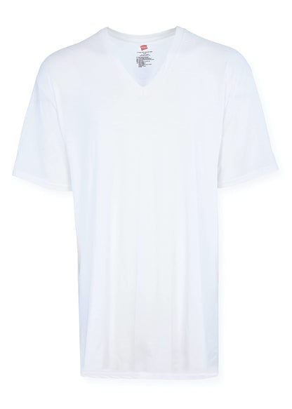 Hanes Men’s Tall 100% Cotton V-Neck Undershirts, Tagless, Ultra Comfort, 5X-Large Tall, White - 5 Pack