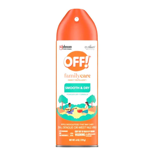 OFF! Familycare Smooth & Dry Insect Repellent Aerosol, Powder Dry Formula, Bug Spray with Long Lasting Protection from Mosquitoes 6 Ounce
