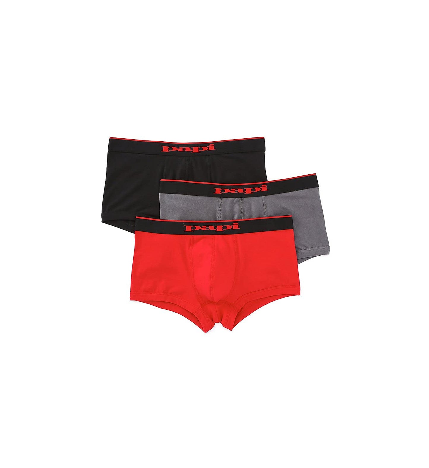 papi Stylish Brazilian Solid and Print Trunks (3-Pack of Men's Underwear), Black/Cobalt/Blue, Medium