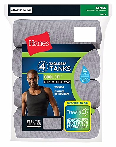 Hanes Men's FreshIQ Tagless ComfortSoft Undershirt 6-Pack (XX-Large, Black & Grey)