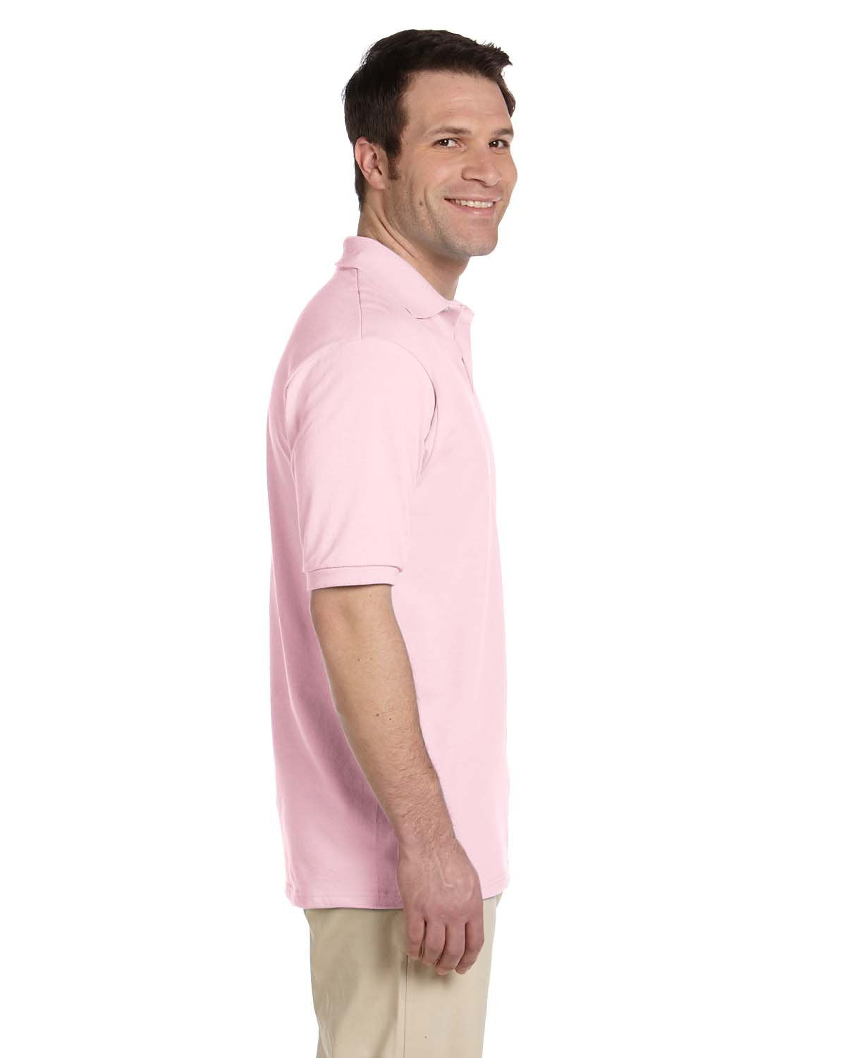 Jerzees Men's 2 Button Placket Welt Knit Collar Polo Shirt, Medium, Classic Pink