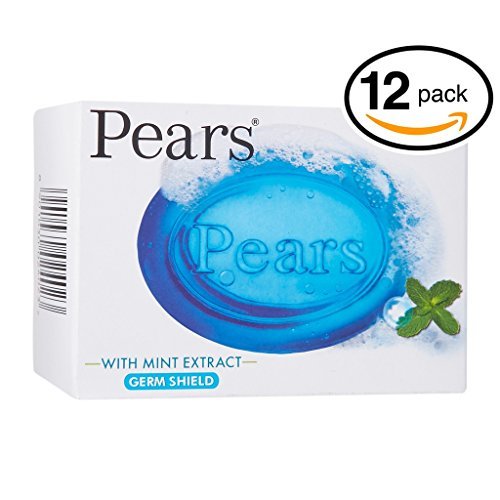 (PACK OF 12 BARS) Pears Transparent Soap SPEARMINT EXTRACT & MENTHOL. Cleansing with a cooling sensation! For Healthy Feeling Skin. Great for Hands, Face & Body! (12 Bars, 4.4oz Each Bar)