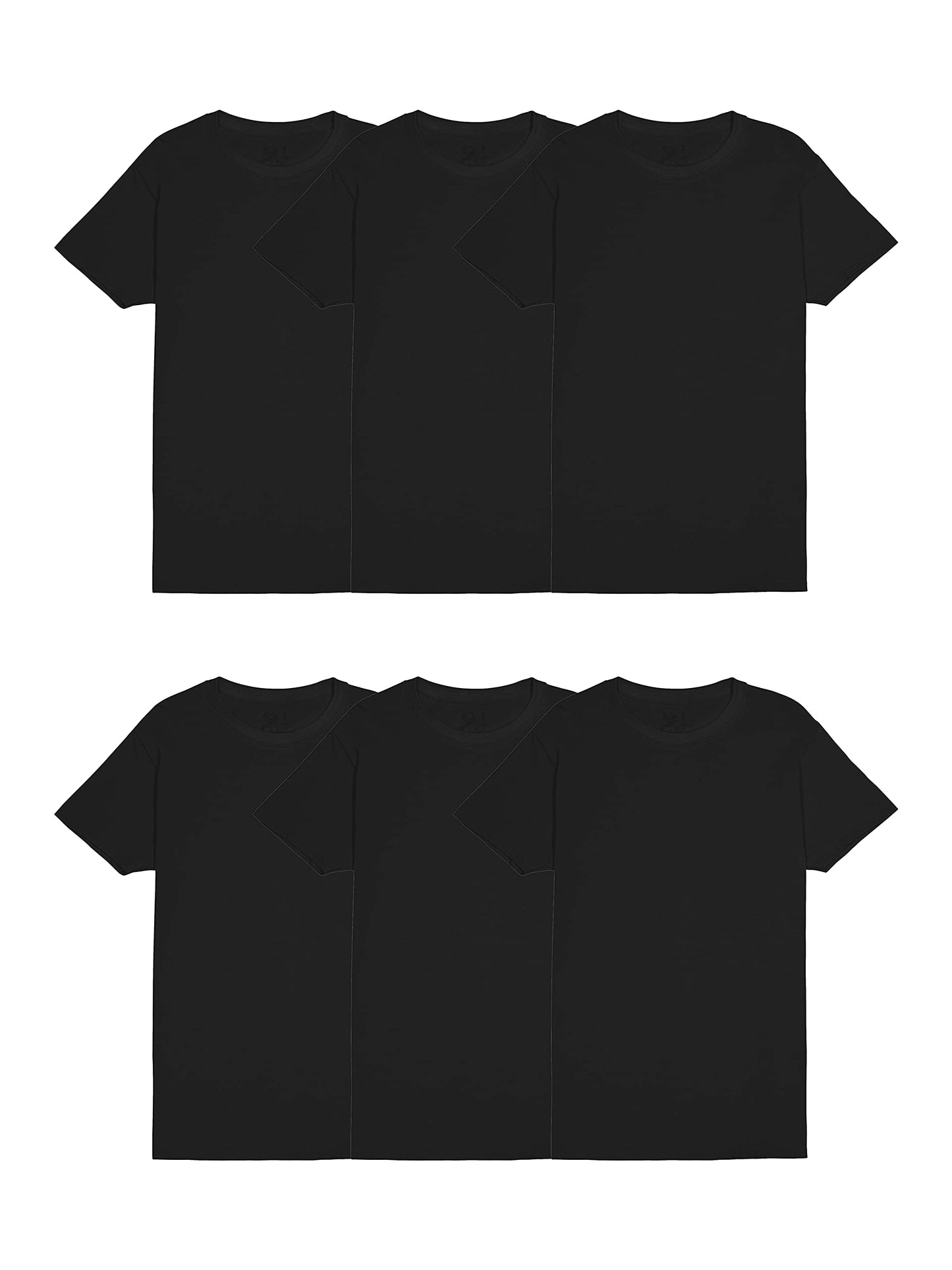 Fruit of the Loom Men's Eversoft Cotton Stay Tucked Crew T-Shirt, Regular-6 Pack Black/Grey, x_l
