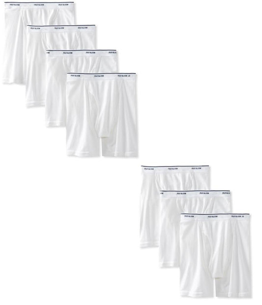 Fruit of the Loom Men's Boxer Briefs 7 Pack, White - Medium