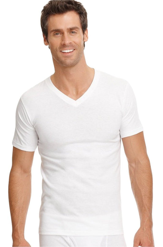 Fruit of the Loom Men's Vneck, White, Large