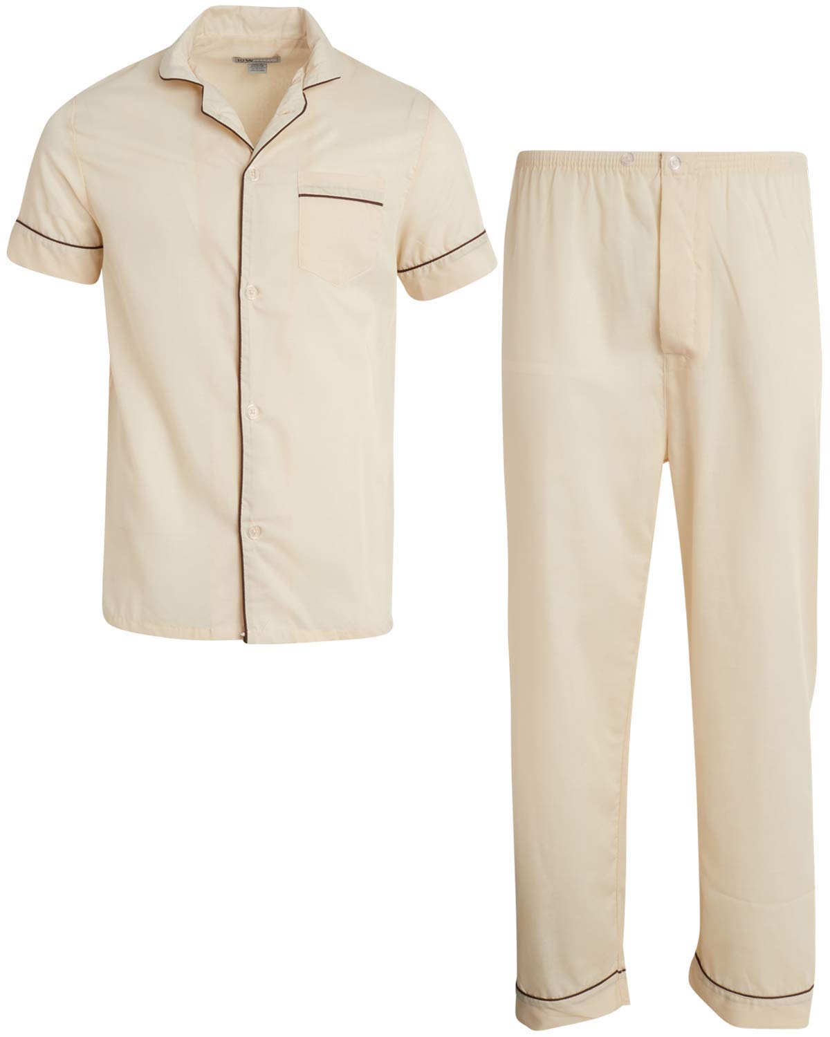 Ten West Apparel Men's 2-Piece Pajama Set with Short Sleeve Shirt and Long Pants, Size Small, Burgundy