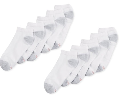 Hanes Platinum 10-Pack Low Cut Socks White 10-13 (US Men's 6-12 Shoe Size)