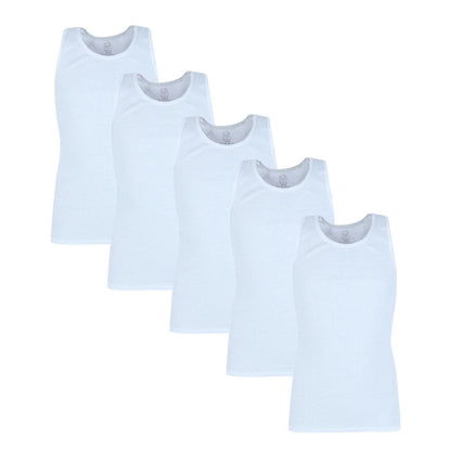 Fruit of The Loom Boy's Tank Top a Shirts 5 Pack White Size Medium