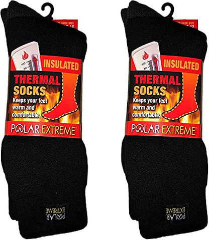 Polar Extreme Men's Thick Thermal Sock Pack of 4 All 4 Colors, 10-13