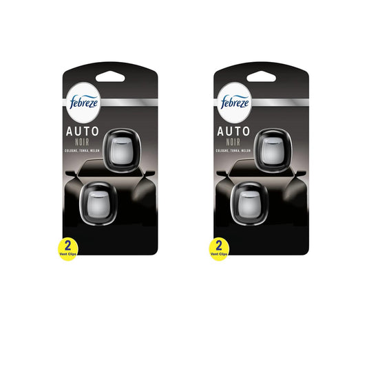 Febreze Vent Clip Car Air Freshener, Odor Eliminator, Auto Noir Scent, 4 Clips (2 Packs)