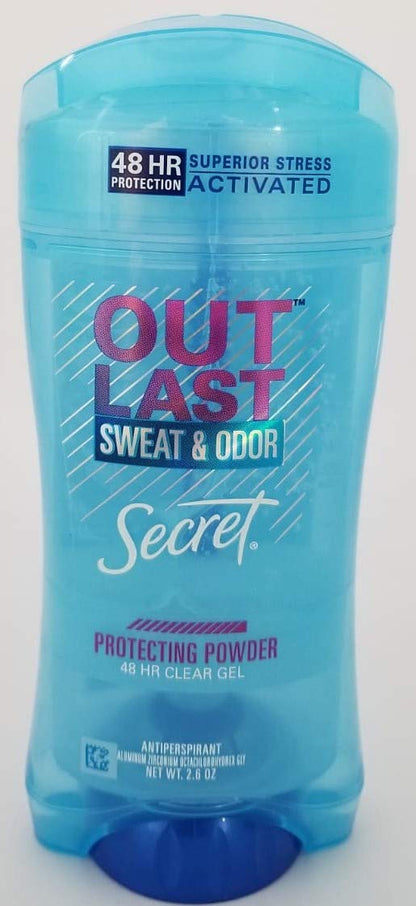 Secret Outlast Protecting Powder Scent Women's Clear Gel Antiperspirant & Deodorant, 2.6 Ounce (4 Pack)