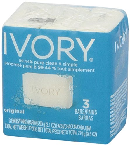 (PACK OF 3 BARS) Ivory ORIGINAL SCENT Bar Soap for Men & Women. 99.44% PURE! Free of Dyes & Heavy Perfumes! Healthy Skin for Hands, Face & Body! (3 Bars, 3.10oz Each Bar)