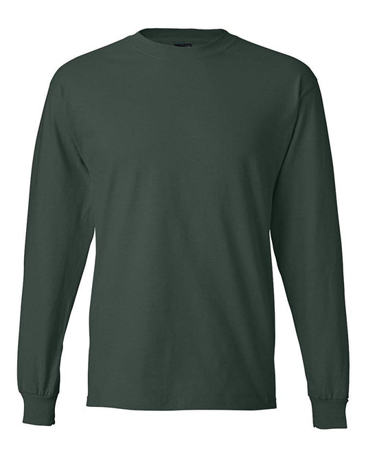 Hanes Long Sleeve Beefy-T T-Shirts (Medium, Deep Forest)