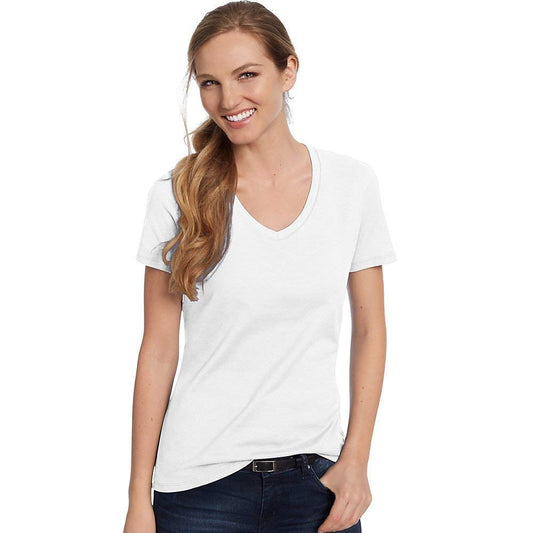 Hanes Womens Nano-T V-Neck T-Shirt White