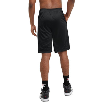 Champion Mesh Gym, Lightweight Athletic Shorts for Men (Reg. or Big, Black C Patch Logo, Large Tall