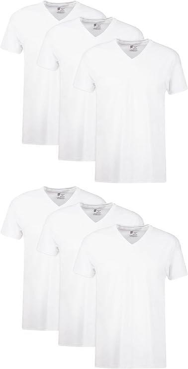 HANES WHITE V-NECK T-SHIRT WITH COMPLIMENTARY PAIR OF WHITE BREIF