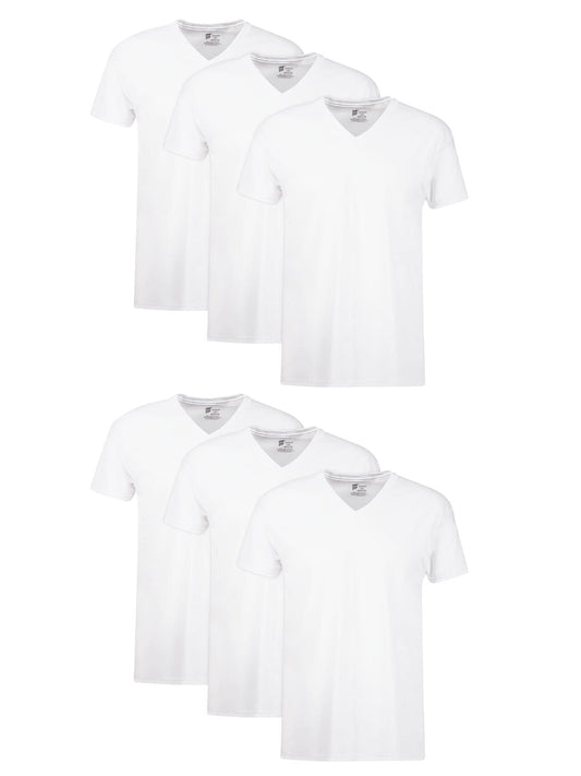 Hanes Mens Cotton, Moisture-wicking V-neck Tee Undershirts, Multiple Packs And Colors, White - 6 Pack, Small US