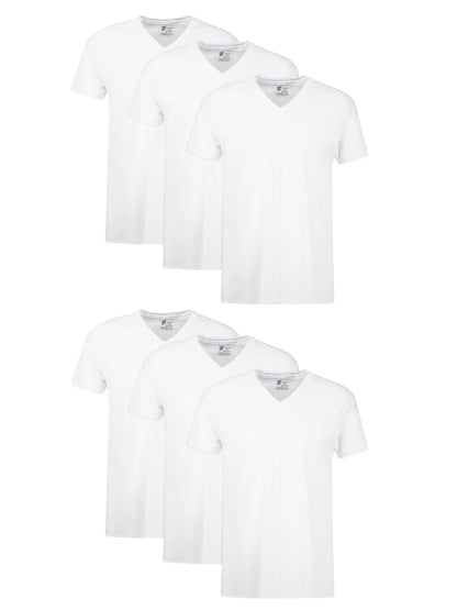 Hanes Mens Cotton, Moisture-wicking V-neck Tee Undershirts, Multiple Packs And Colors, White - 6 Pack, Small US