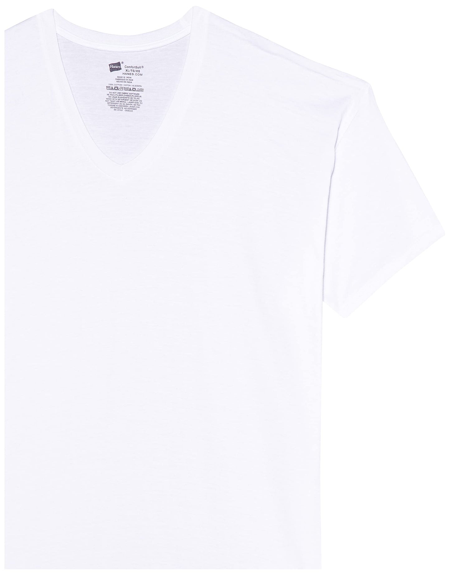 Hanes Men's FreshIQ V-Neck T-Shirts (XXXX-Large Tall, White)