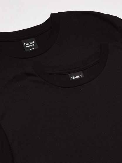 Hanes Men's Nano Premium Cotton Pocket T-Shirt (Pack of 2) (Black, Large 42"-44" Chest)