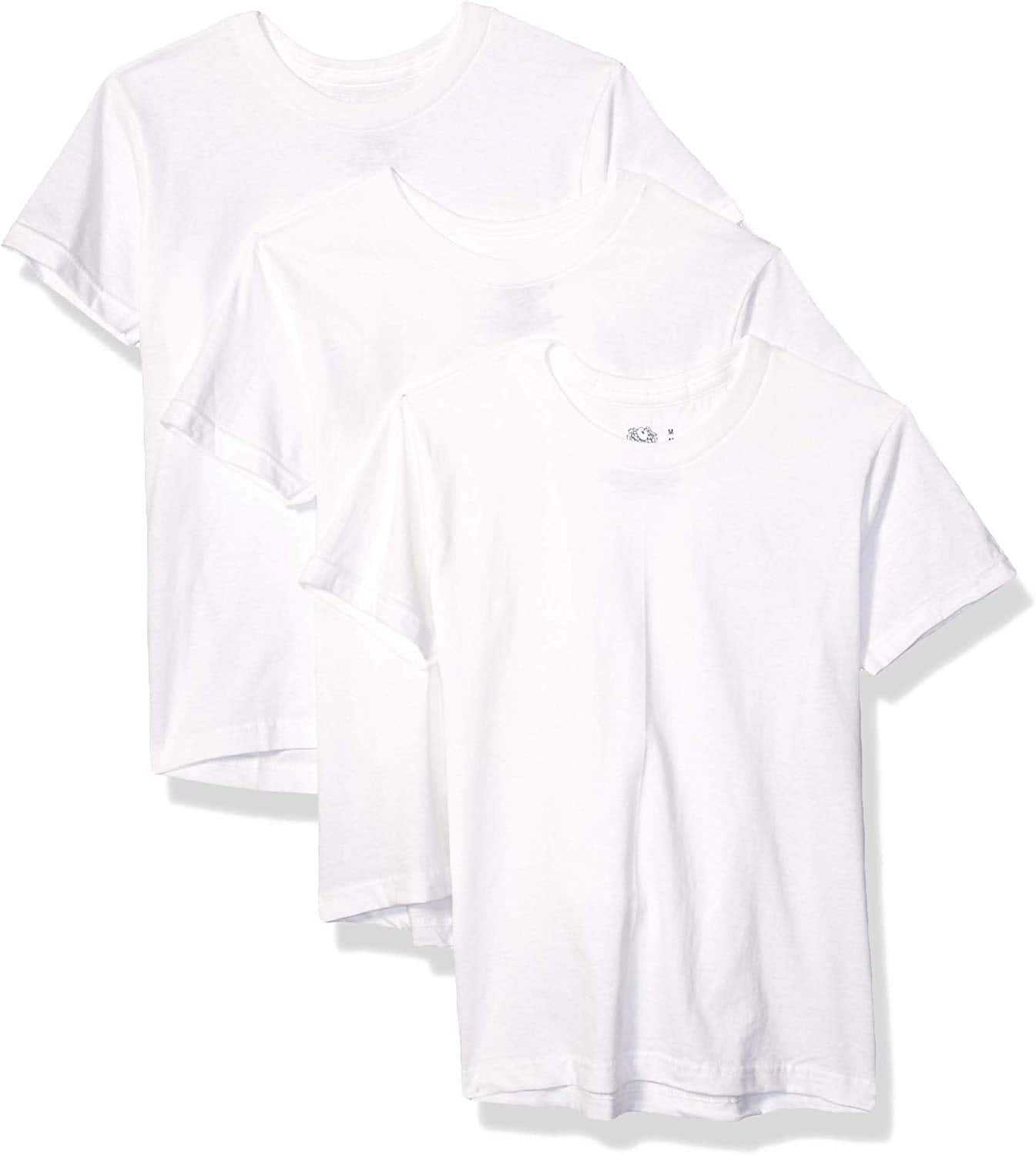 Fruit of the Loom Boys' Cotton White T Shirt (4T, Boys - 3 Pack - White)