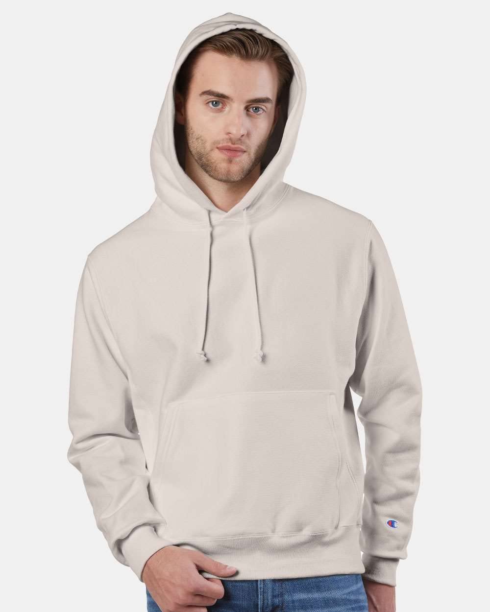 Champion Mens Reverse Weave Hooded Sweatshirt, 3XL, Sand