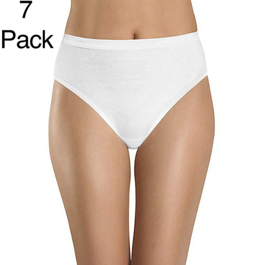 Hanes Cotton Hi-Cut White Panties 7 Pack (7, White)