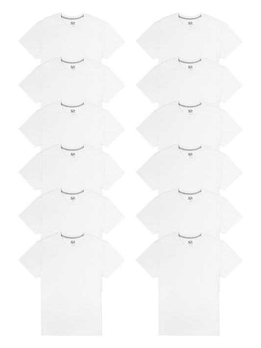 Fruit of the Loom Men's Tee Eversoft Cotton T Shirts, Breathable & Moisture Wicking with Odor Control, Sizes S-4X, Crew-12 Pack-White, 3X-Large