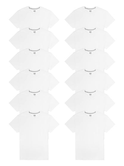 Fruit of the Loom Men's Tee Eversoft Cotton T Shirts, Breathable & Moisture Wicking with Odor Control, Sizes S-4X, Crew-12 Pack-White, 3X-Large