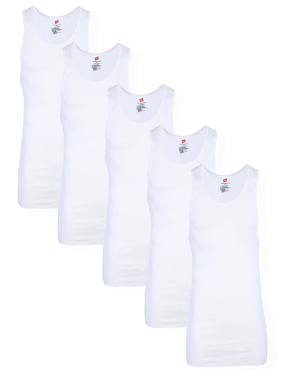 Hanes Men’s Tall 100% Cotton Tank Tops, Undershirts, Tagless and Sleeveless, 6X-Large Tall, Gray - 3 Pack