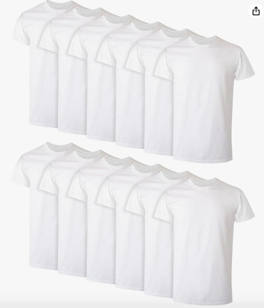 Hanes Men's Undershirts, Odor Control, Moisture-Wicking Tee Shirts, White - 12 Pack, 3X-Large