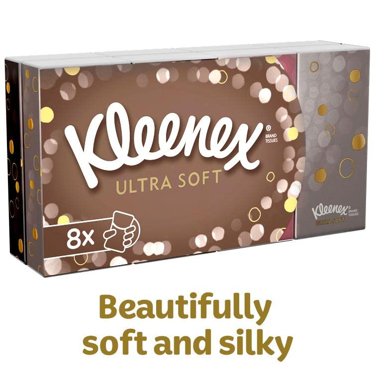 Kleenex Ultra Soft Facial Tissues in Handy Pocket Packs - 80 Travel Pocket Packs - Our Softest Tissue - Supremely Soft And Silky Tissues Designed With Luxury In Mind
