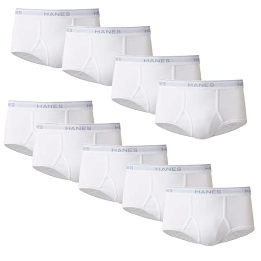 Hanes Mens Moisture-wicking Cotton Briefs, Available In White And Black, Multi-packs, White - 9 Pack, X-Large US