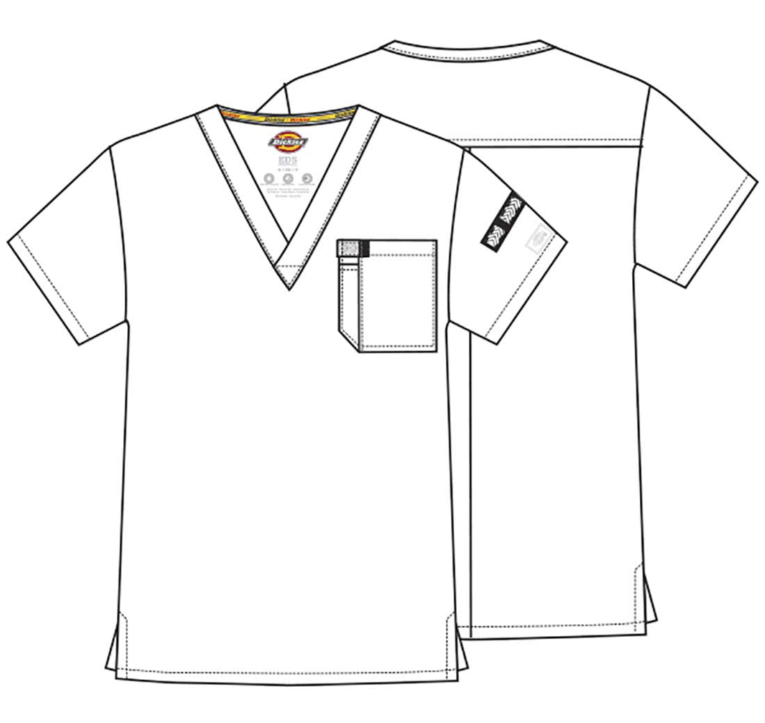 Dickies EDS Essentials Men Scrubs Top Tuckable V-Neck Plus Size DK635, 2XL, White