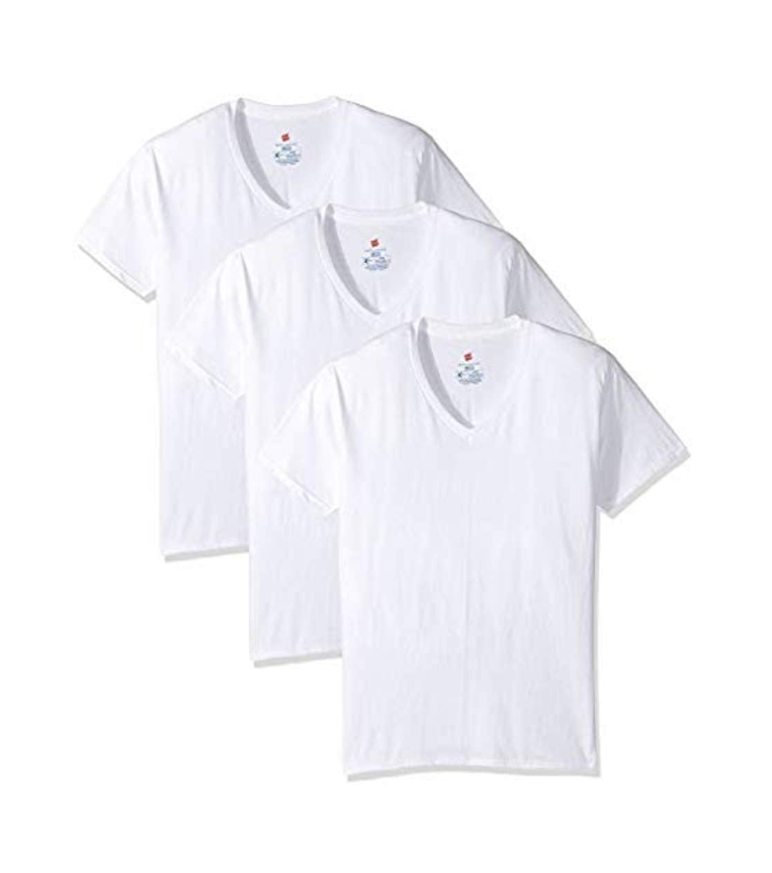 Hanes Tall Men's 3-Pack V-Neck T-Shirt with X-Temp Technology White
