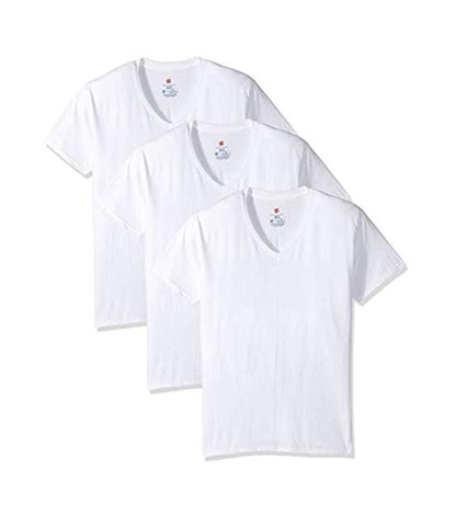 Hanes Tall Men's 3-Pack V-Neck T-Shirt with X-Temp Technology White