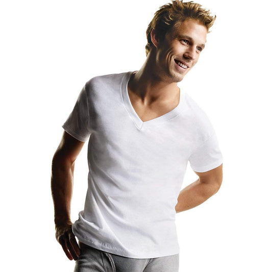Hanes Men's TAGLESS V-Neck Undershirt_white_x-large_pk6