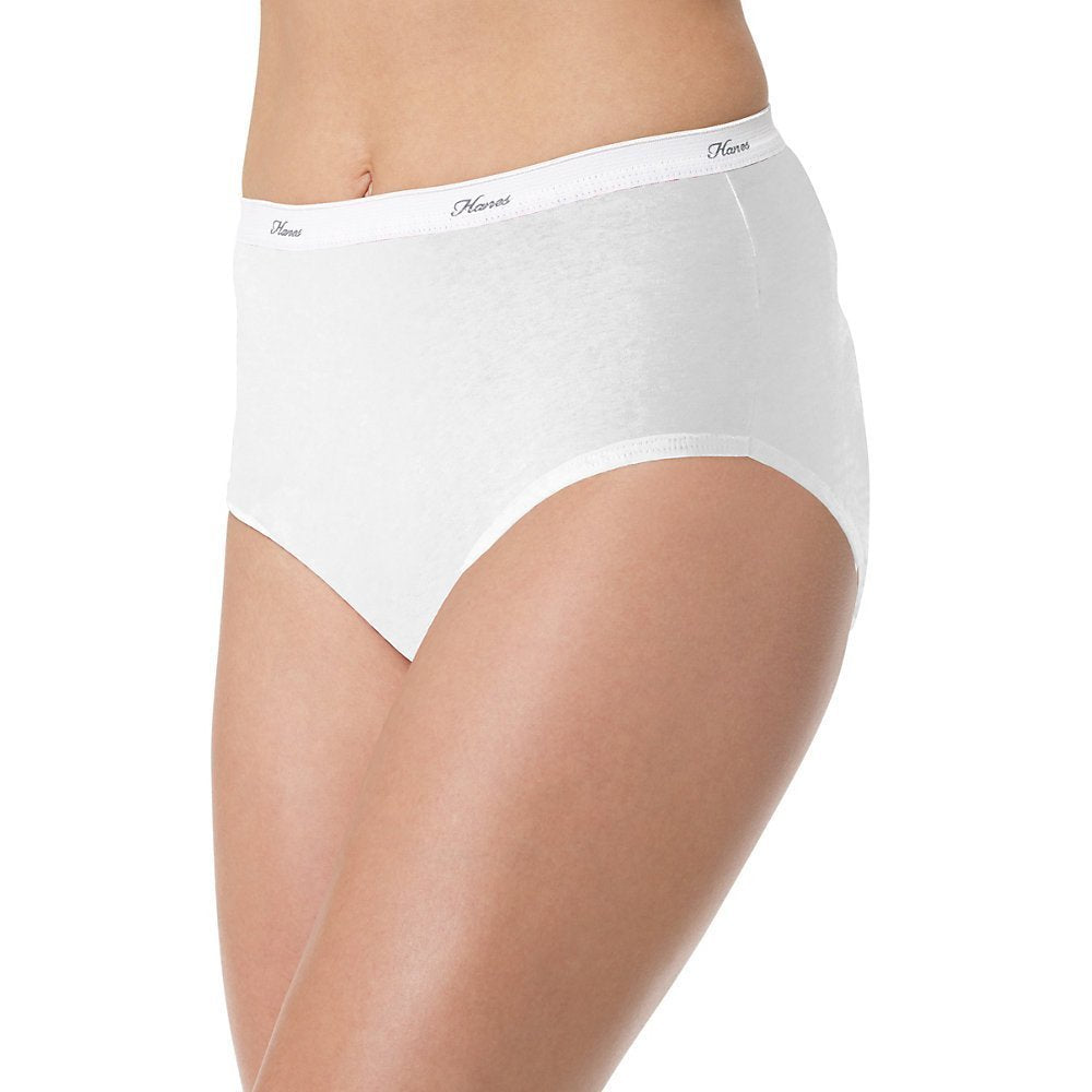 Hanes Women's 6Pack White Cotton Briefs Ladies Panties Underwear 6