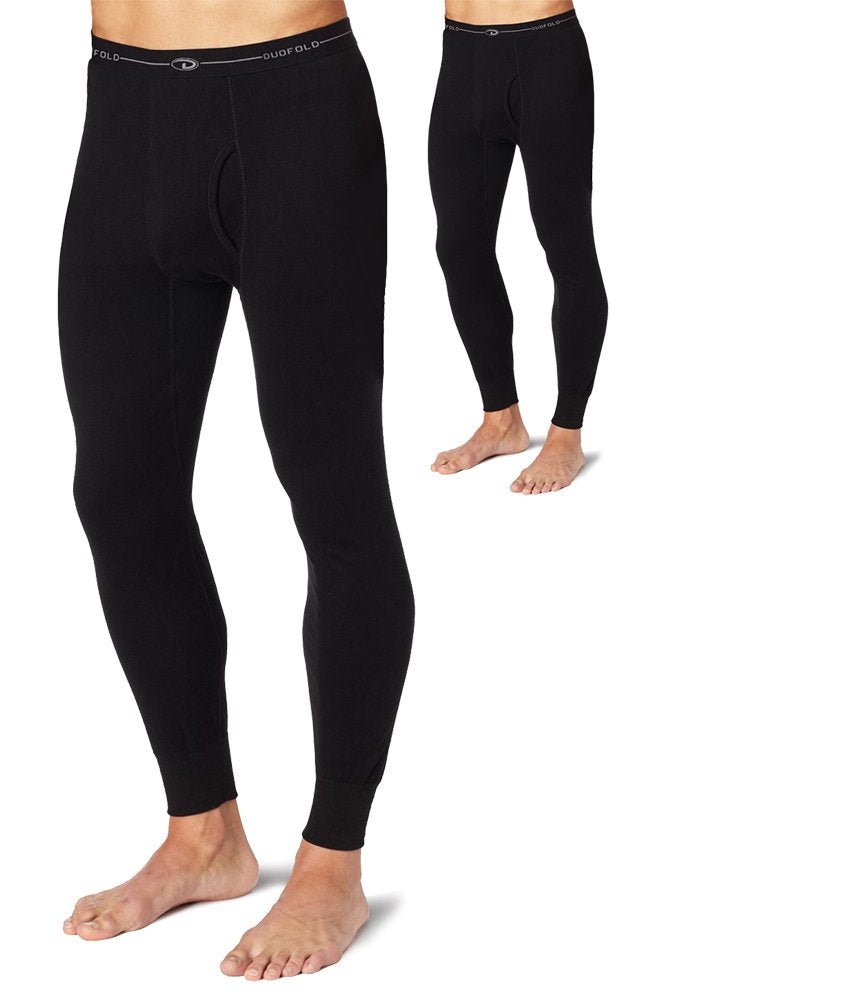 Duofold Men's Mid Weight Wicking Thermal Pant (Pack of 2), Black, X-Large