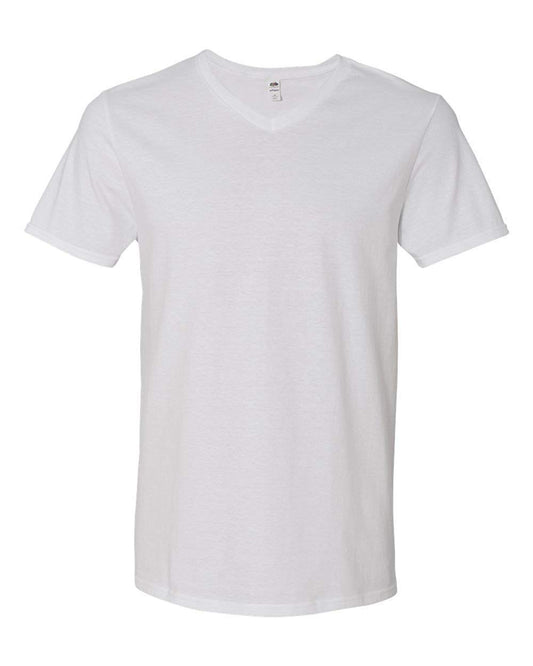 Fruit of the Loom Mens Short Sleeve V-Neck Tee White XL